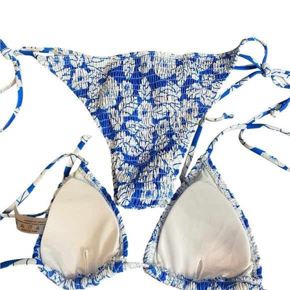 NEW Womens Small Floral Print Halter Tie Back Bikini Wireless Triangle Bra SWIM - Picture 4 of 6